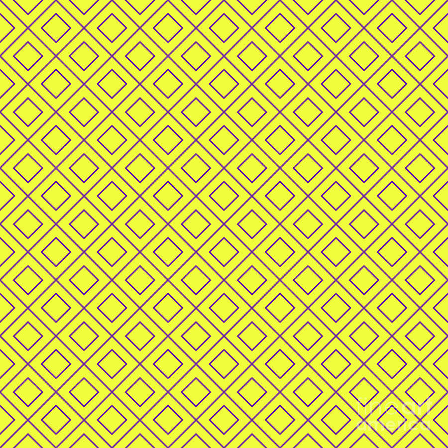 Diamond On Diagonal Grid Pattern In Sunny Yellow And Iris Purple N.1375 Painting