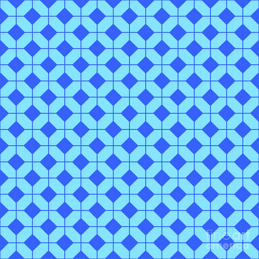 Diamond On Grid Pattern In Day Sky And Azul Blue N.1609 Painting