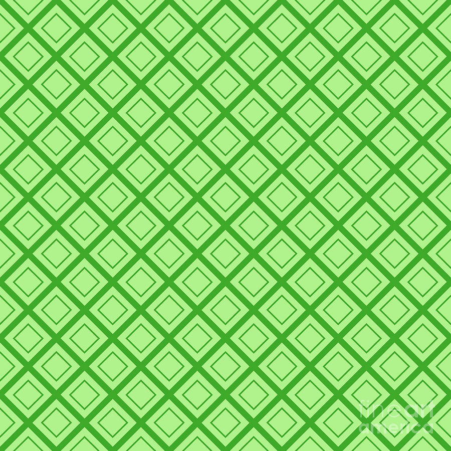 Diamond On Heavy Diagonal Grid Pattern In Light Apple And Grass Green N.1801 Painting
