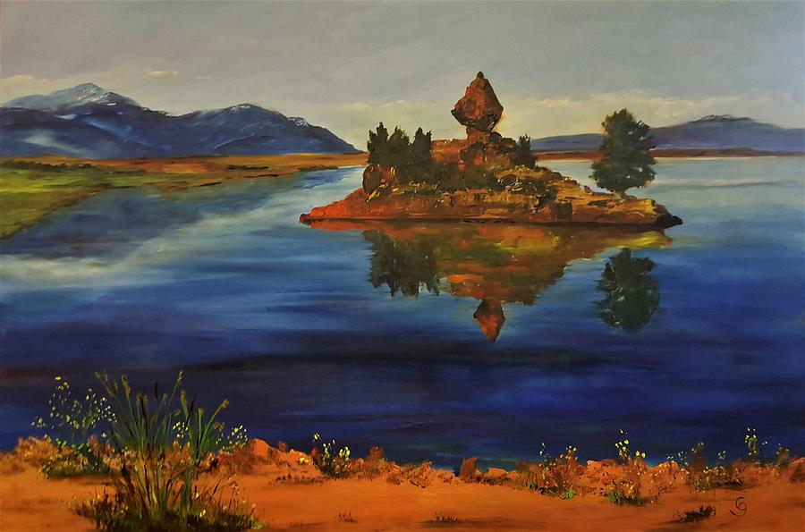 Diamond Point  Ennis Lake     4620 Painting by Cheryl Nancy Ann Gordon
