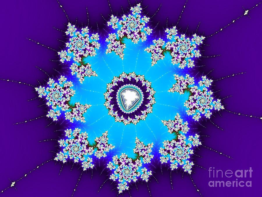 Diamond Snowflake on a Purple Night Fractal Abstract Digital Art by Rose Santuci-Sofranko