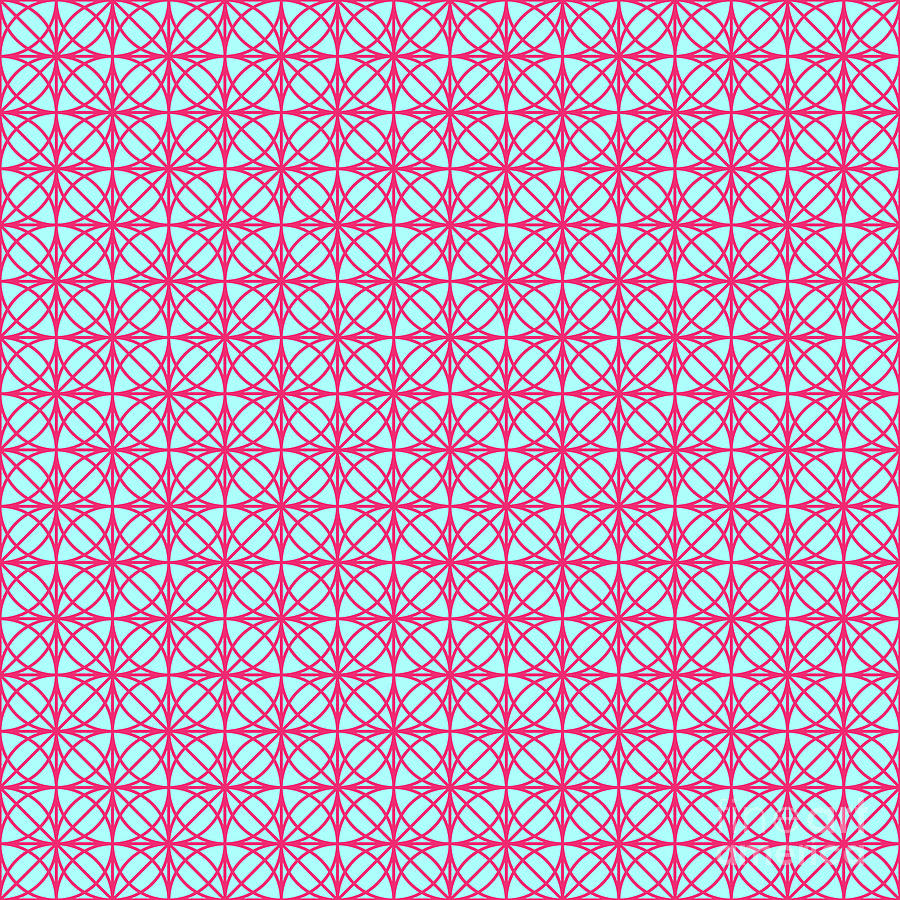 Diamond Star Overlapping Circle Pattern In Light Aqua And Raspberry Pink N.0671 Painting