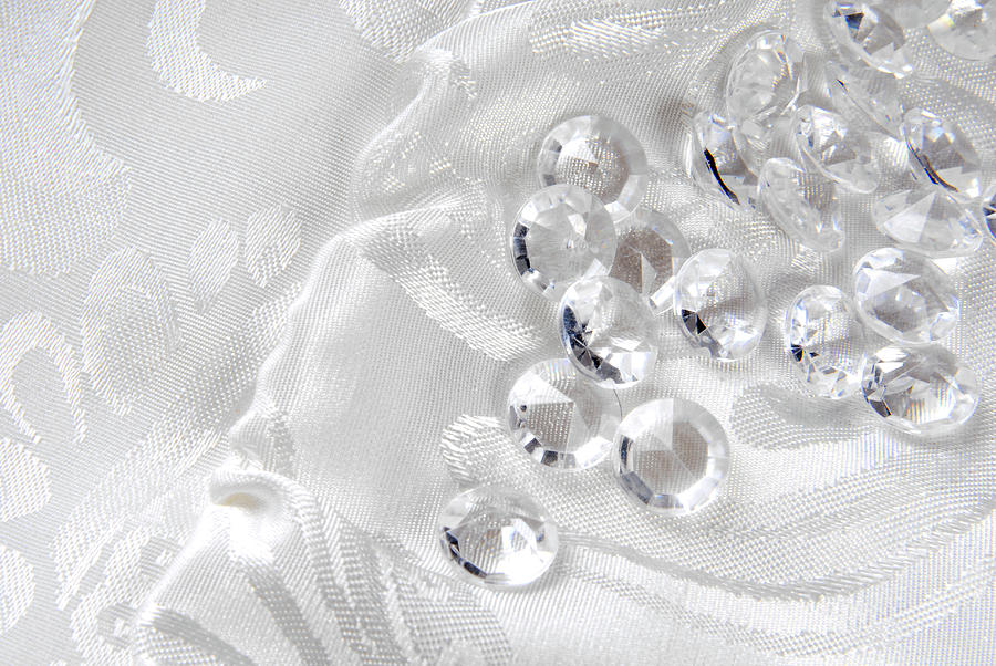Diamonds On White Floral Fabric Photograph by Severija Kirilovaite