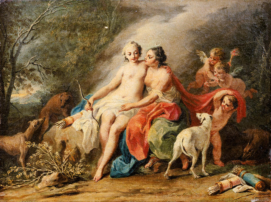 Jacopo Amigoni Painting - Diana and Callisto by Jacopo Amigoni