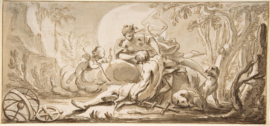 Diana and Endymion 2 Drawing by Johann Heinrich Keller