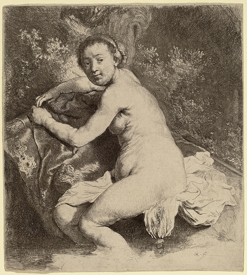 Diana at the Bath Drawing by Rembrandt