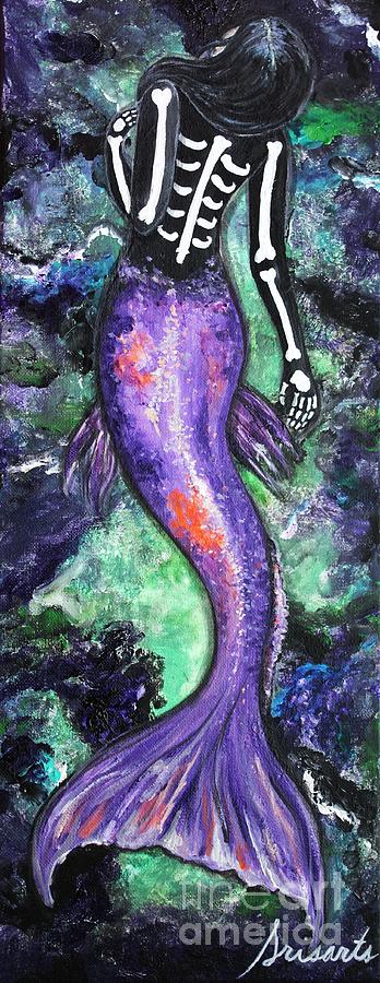 Day Of The Dead Painting - Dianas Mermaid by Pristine Cartera Turkus