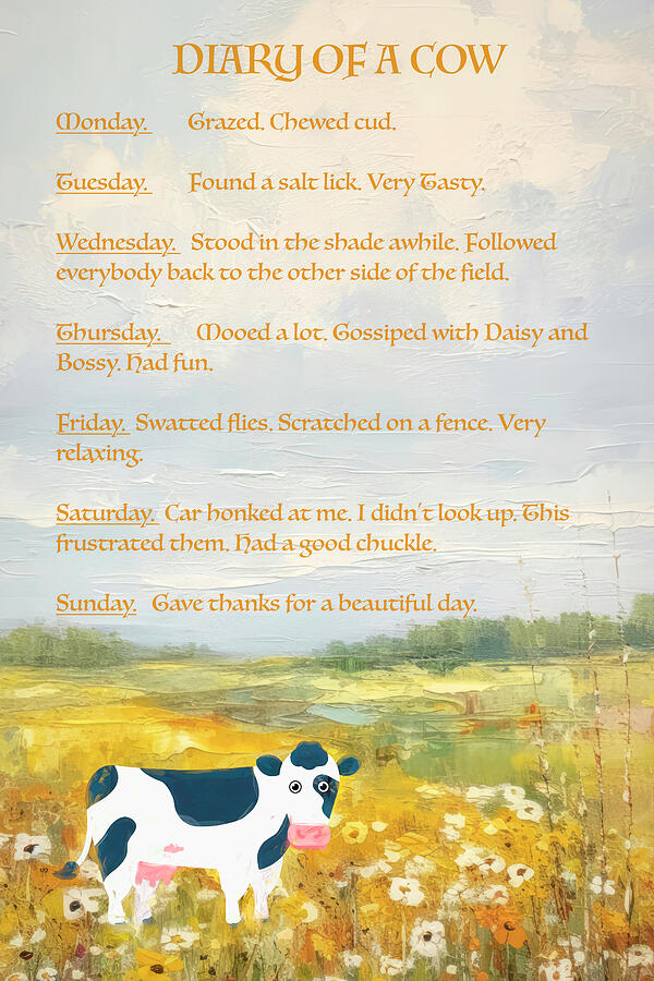 Diary of A Cow Mixed Media by Donna Kennedy