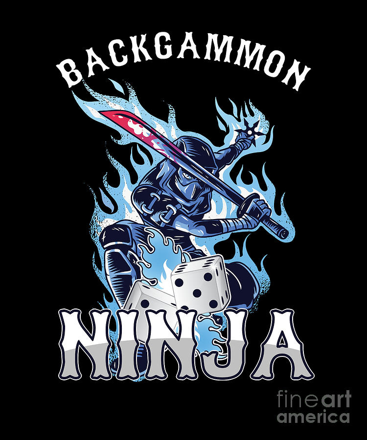 Backgammon Digital Art - Dice Board Game Players Strategy Tactics Counting Funny Backgammon Ninja Funny Gift by Thomas Larch