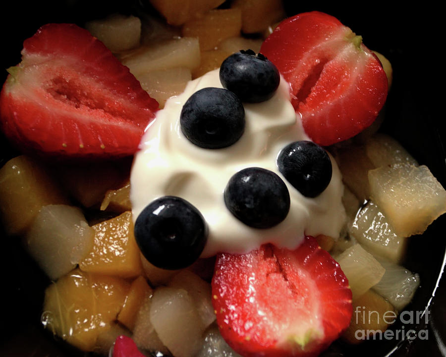Diced Fruit And Blueberrys Photograph
