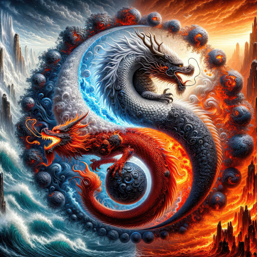 Dichotomy of Dragons Digital Art by Bill And Linda Tiepelman