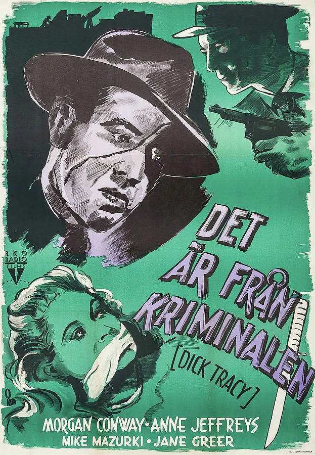 Dick Tracy, 1945 - art by Gosta Aberg Mixed Media by Movie World Posters