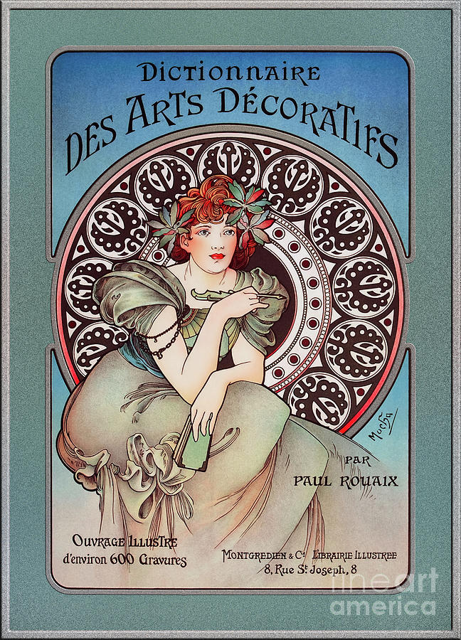 Dictionnaire des Arts Decoratifs c1902 by Alphonse Mucha Remastered Retro Art Xzendor7 Reproductions Painting by Rolando Burbon