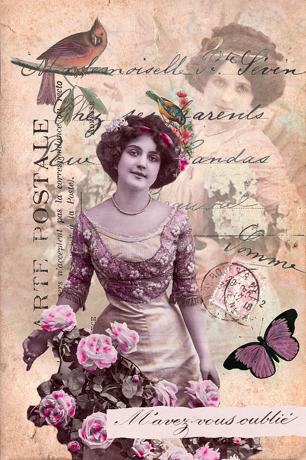 did-you-forget-me-french-vintage-collage-photograph-by-delphimages