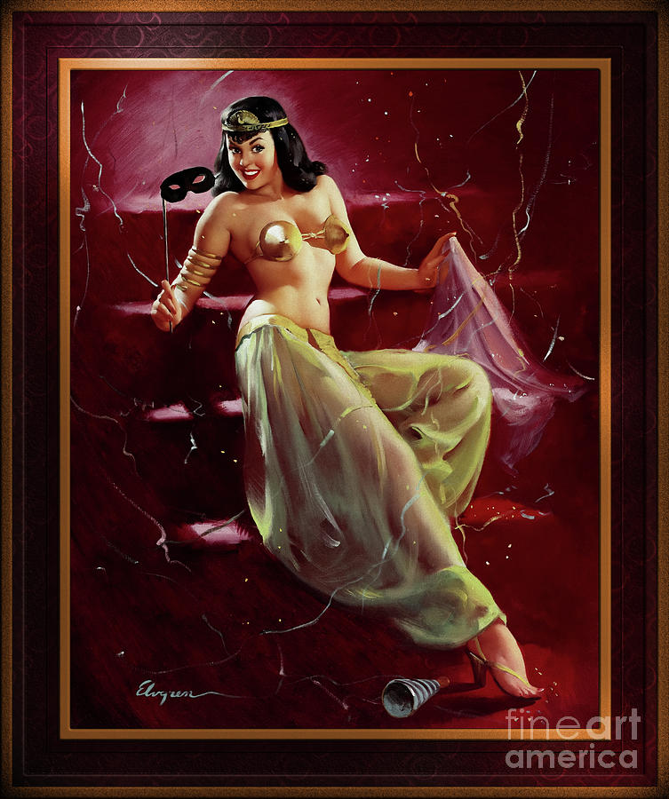 Did You Recognize Me by Gil Elvgren Vintage Art Pinup Xzendor7 Old Masters Reproductions Painting by Rolando Burbon