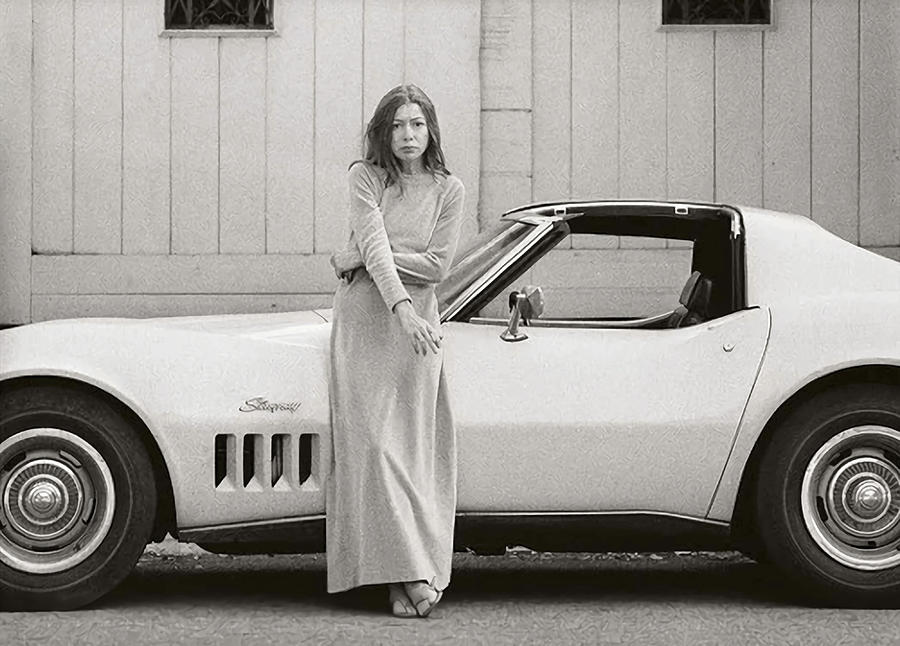 Didion In Front of Her Yellow Stingray Poster Painting by Palmer Isaac ...