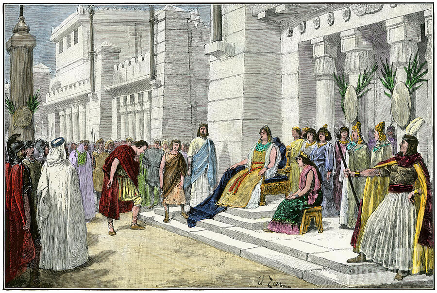 Dido, founder of Carthage, receiving Aeneas, a hero of the Trojan Wars ...