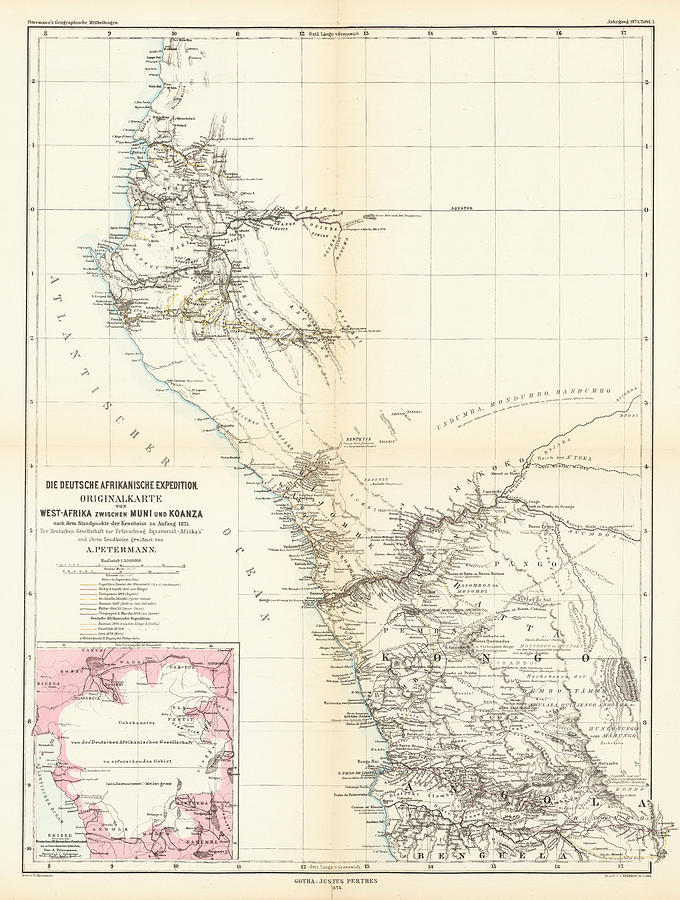 Die Deutsche Afrikanische Expedition Originalkarte von West Afrika ...