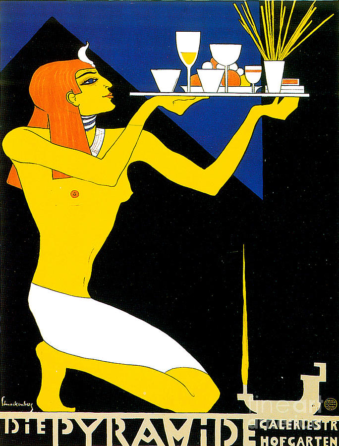 Die Pyramide Restaurant, Galeriestrasse Hofgarten, Munich, Germany Advertising Poster Painting by Walter Schnackenberg