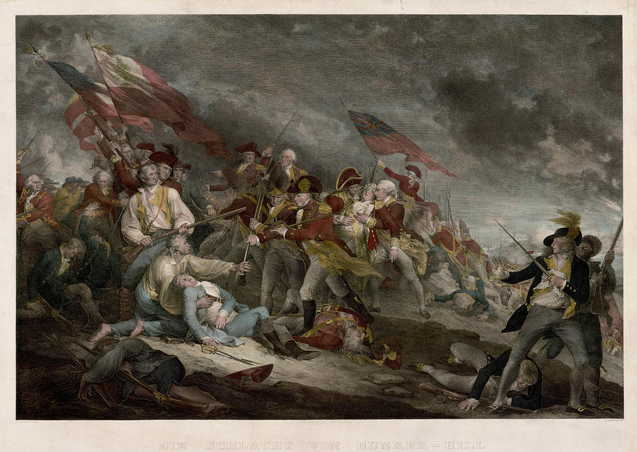 Die Schlacht von Bunker Hill New York circa Painting by John Trumbull ...