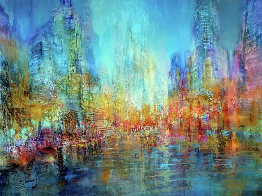 Die Stadt am Fluss Painting by Annette Schmucker - Fine Art America