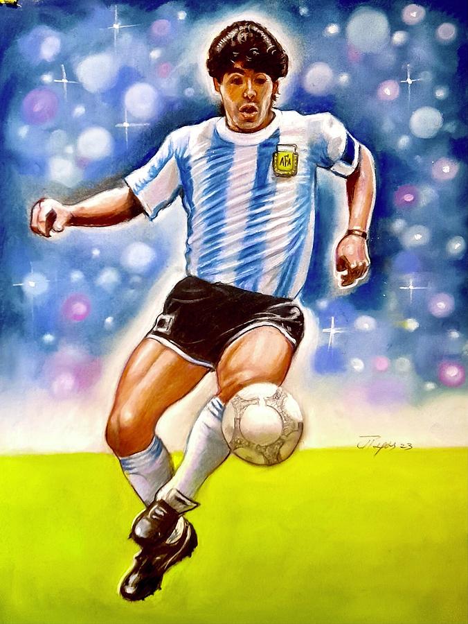 Diego Armando Maradona 1986 Pastel by Dimitris Papadakis - Fine Art America