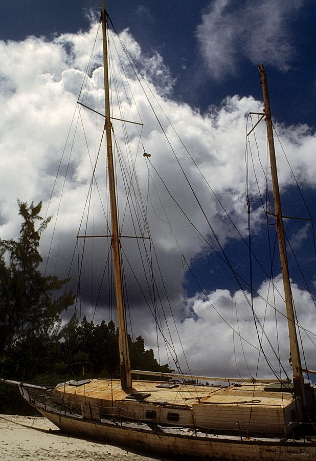 Diego Garcia Indian Ocean Beached Sailboat 1975 Photograph by John A Rodriguez