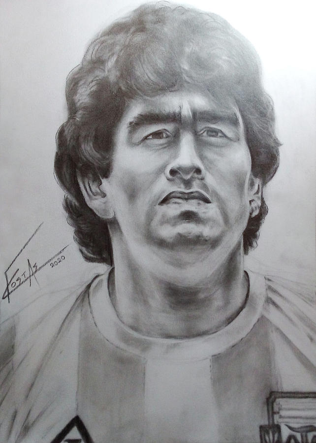 Diego Maradona Drawing by Kostas Georgopoulos