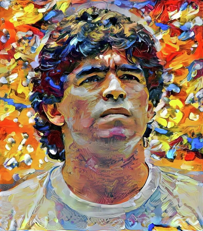 Diego Maradona tribute portrait 2 Digital Art by Yury Malkov