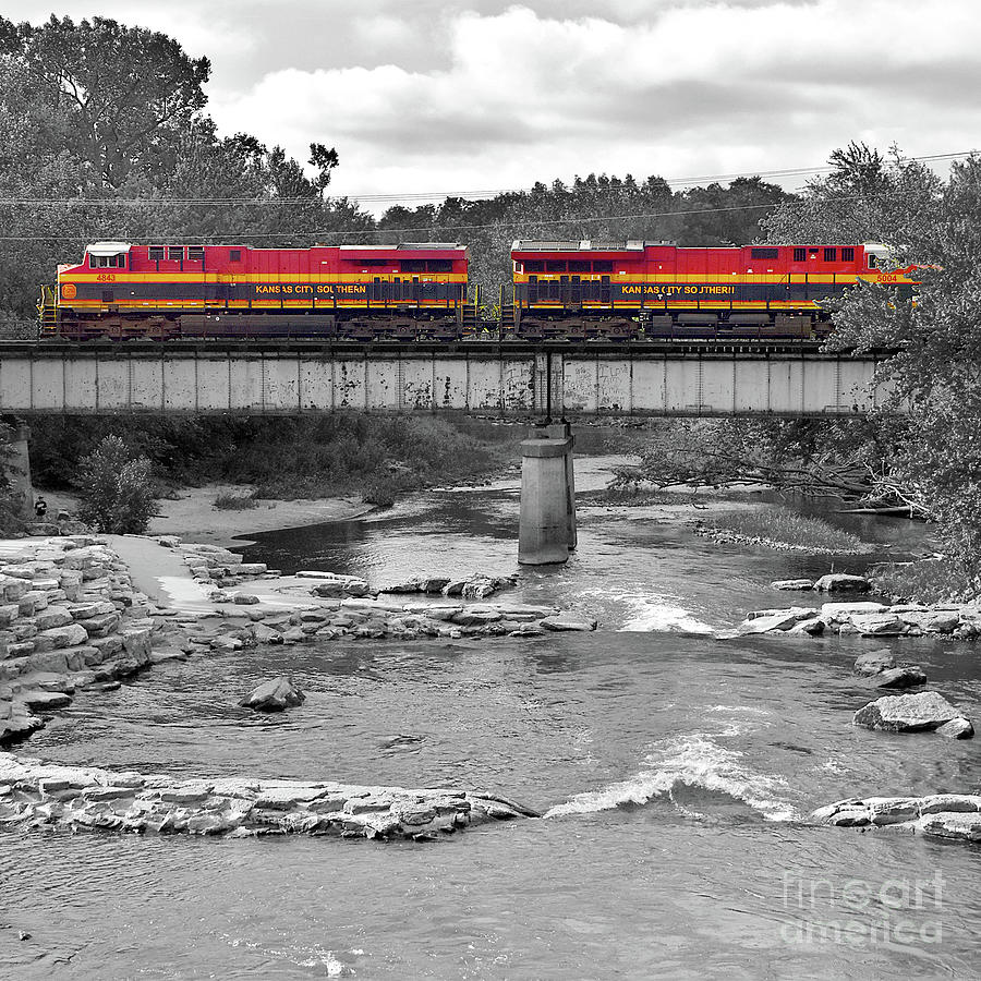 Diesels Over Whitewater Selective Color - Square Photograph by Linda Brittain