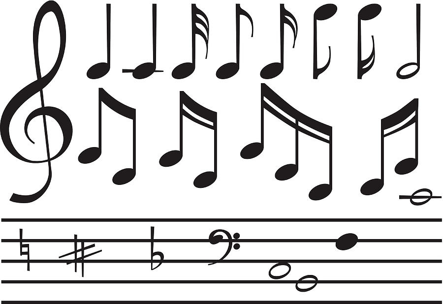 Different types of musical notes written in black Drawing by Chokkicx