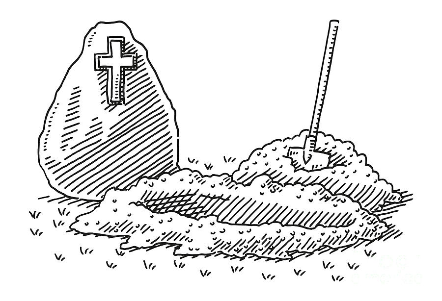 Digging A Grave Symbol Drawing Drawing by Frank Ramspott Fine Art America