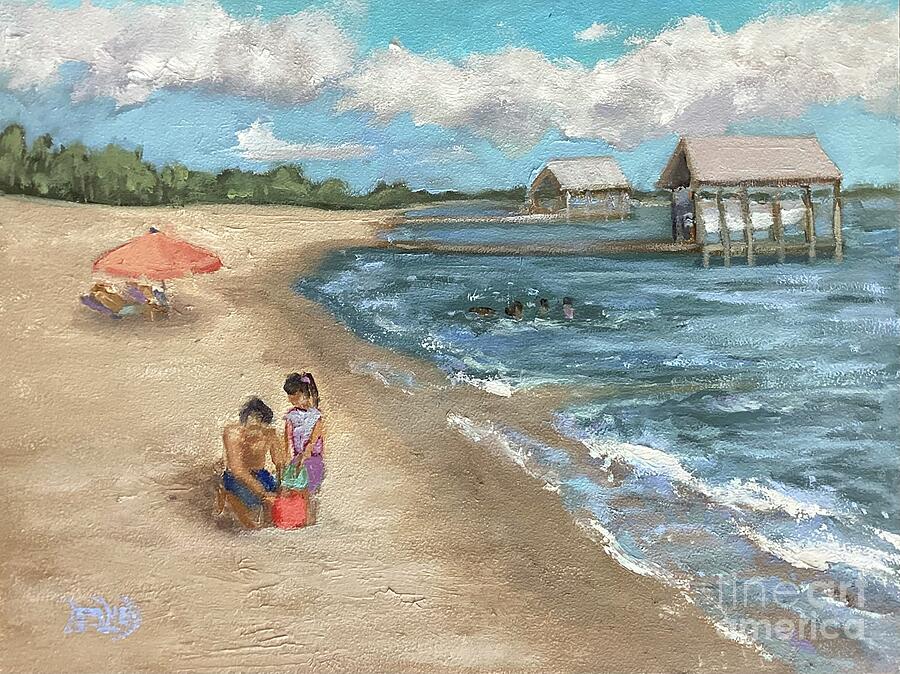 Digging East Beach Painting by Leslie Dobbins - Fine Art America