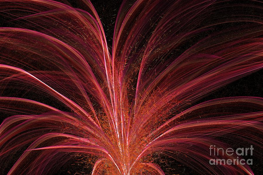 Digital Abstract - Eruption in Red Digital Art by Yvonne Johnstone