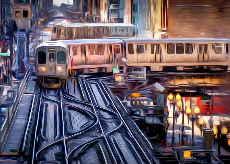 Digital Art-Chicago Transit Authority Brown Line and Green Line trains Photograph by Jim Pearson