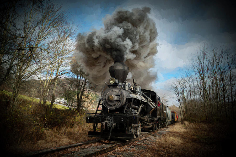 Digital Art - Meadow River Lumber Company steam locomotive Heisler No. 6 Photograph by Jim Pearson