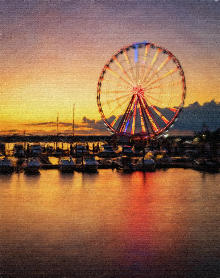 Digital art of Ferris wheel at National Harbor Photograph by Steven ...