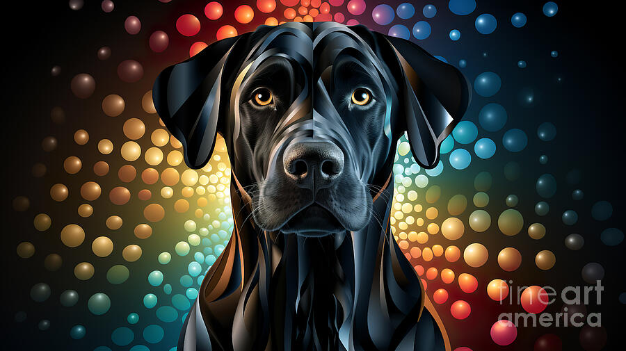 Digital art portrait of a black Labrador with a reflective gaze Digital Art by Odon Czintos