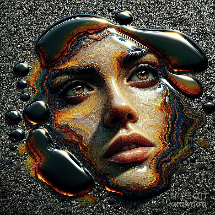 Digital artwork of a womans face with a melting effect. Digital Art by Odon Czintos