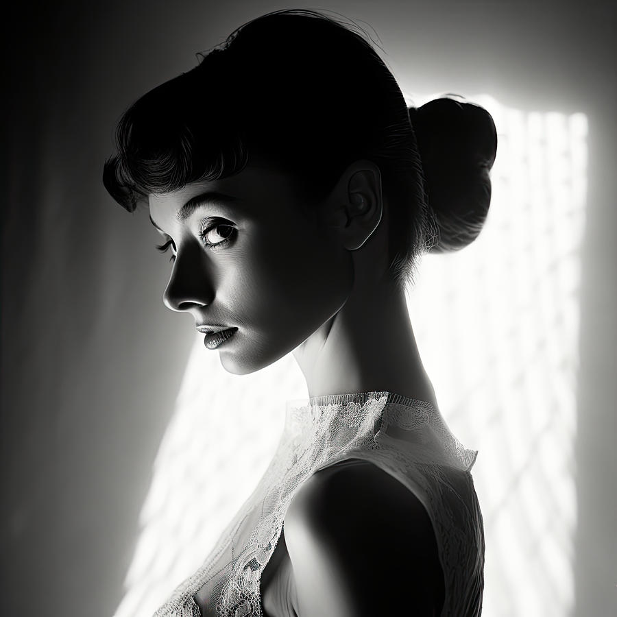 Portrait Digital Art - Digital Audrey Hepburn No.2 by My Head Cinema