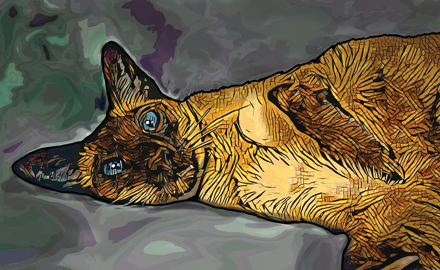 Digital Siamese Cat art 677 Mixed Media by Lucie Dumas