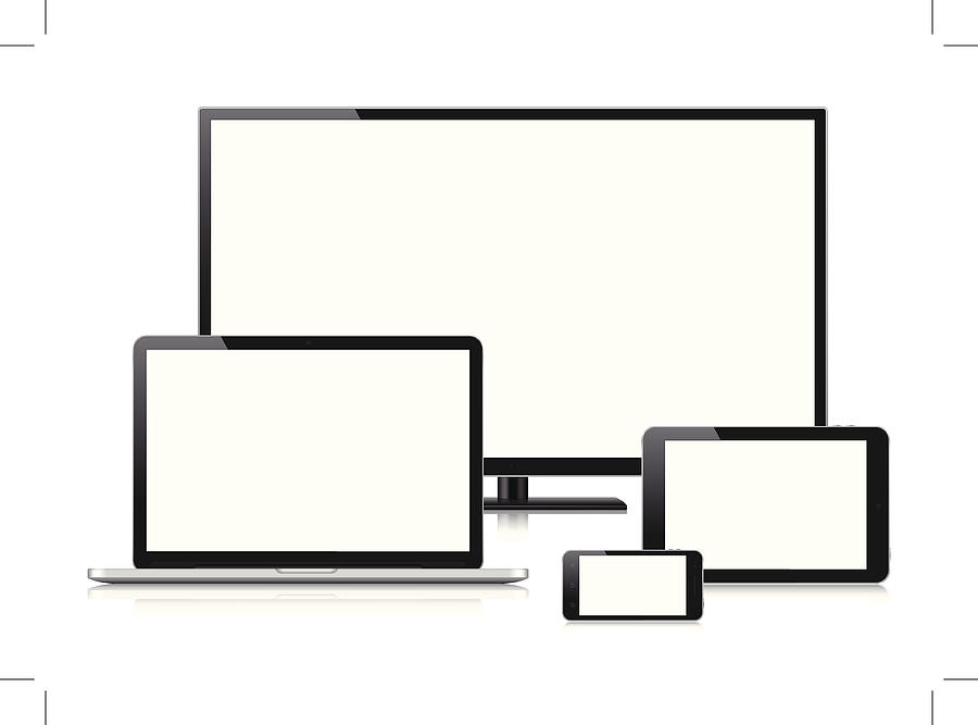 Digital Devices with blank screen (Vector) Drawing by Fonikum