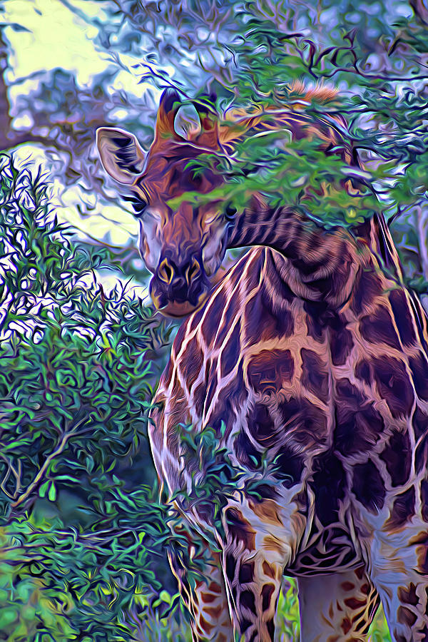 Digital Giraffe Peeking Photograph by MaryJane Sesto - Fine Art America