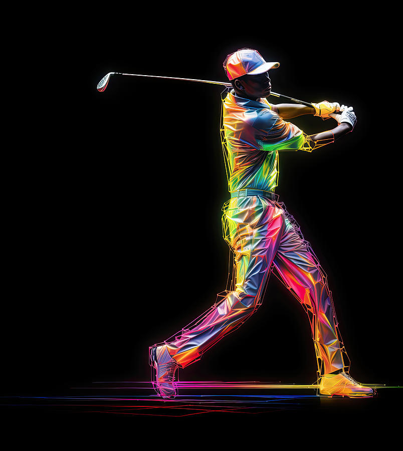 Tiger Woods Digital Art - Digital Neon Golf by My Head Cinema
