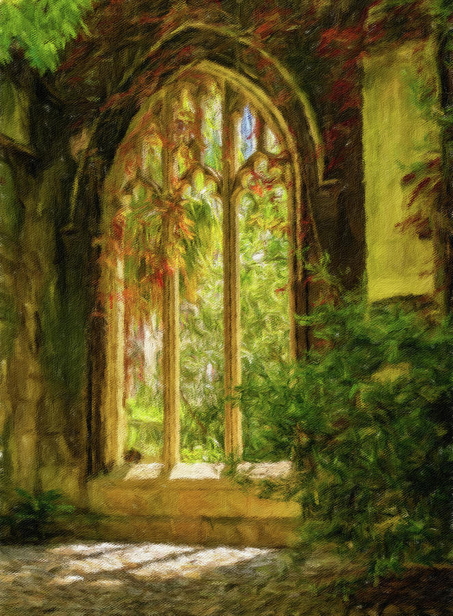 Digital oil painting of the windows of St Dunstan church Photograph by Steven Heap