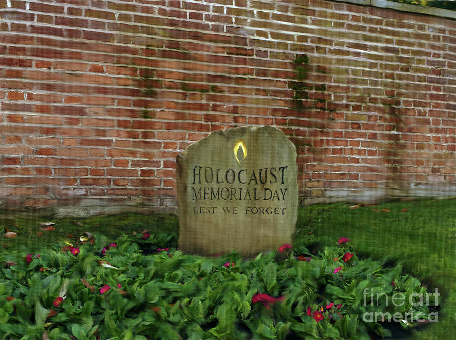 Digital Painting of Holocaust headstone. Photograph by Pics By Tony