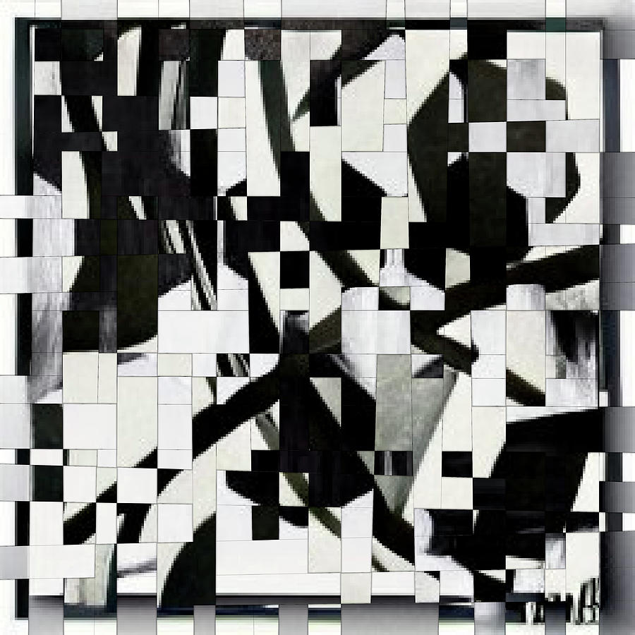 Digital Paper Weaving of 2 black and white abstracts Digital Art by Tin ...