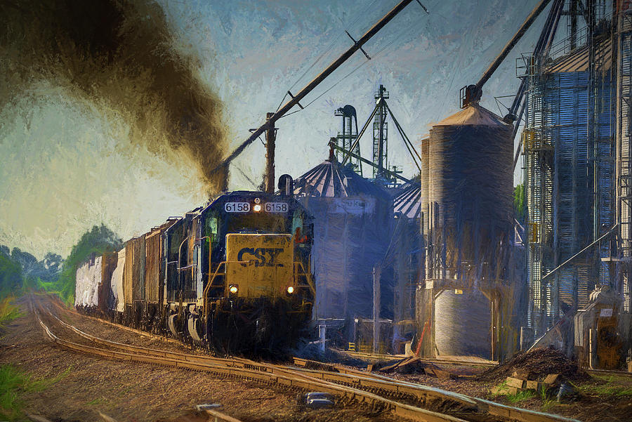 Digital Photo Art - CSX L382 pulls away from Trenton Ky Photograph by ...