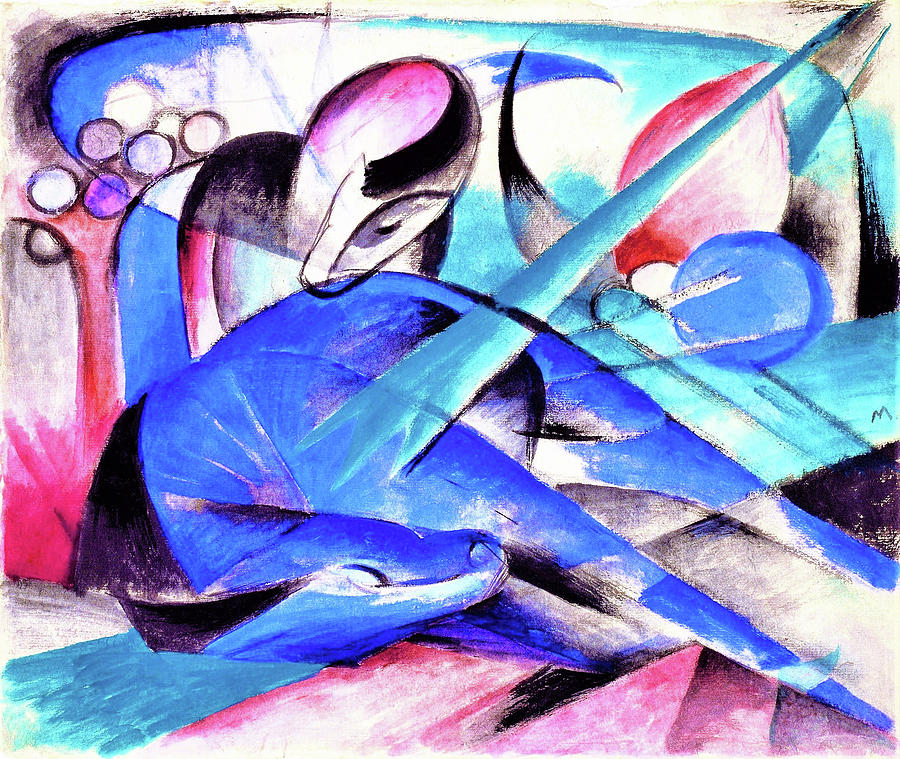 Digital Remastered Edition - Dreaming Horse Painting by Franz Marc