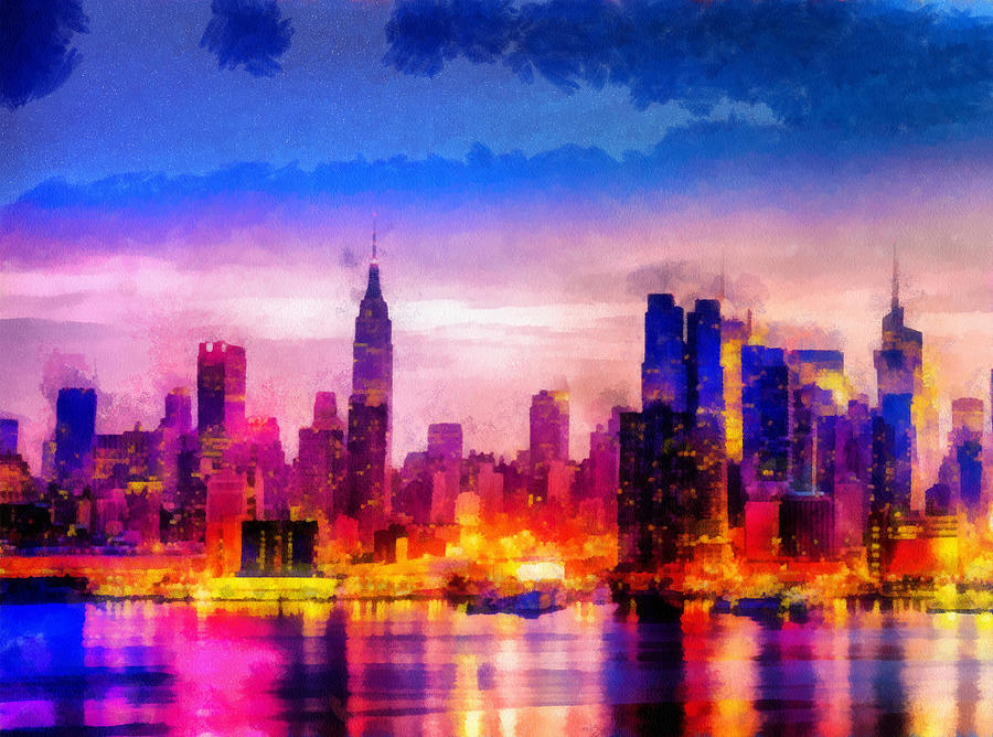 Digital structure of painting. Night cityscape Digital Art by Herbert ...